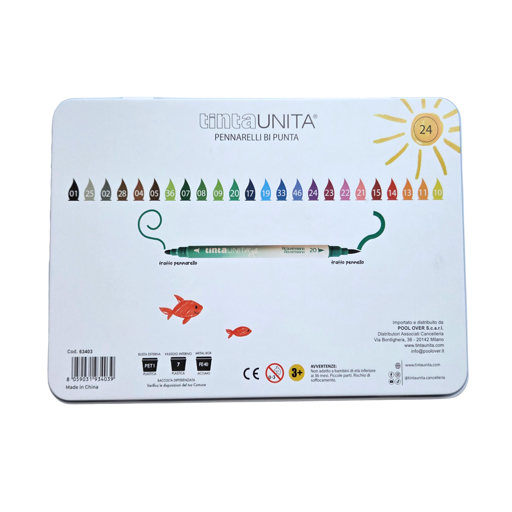 Pennarelli Tinta Unita a doppia punta - 24 colori