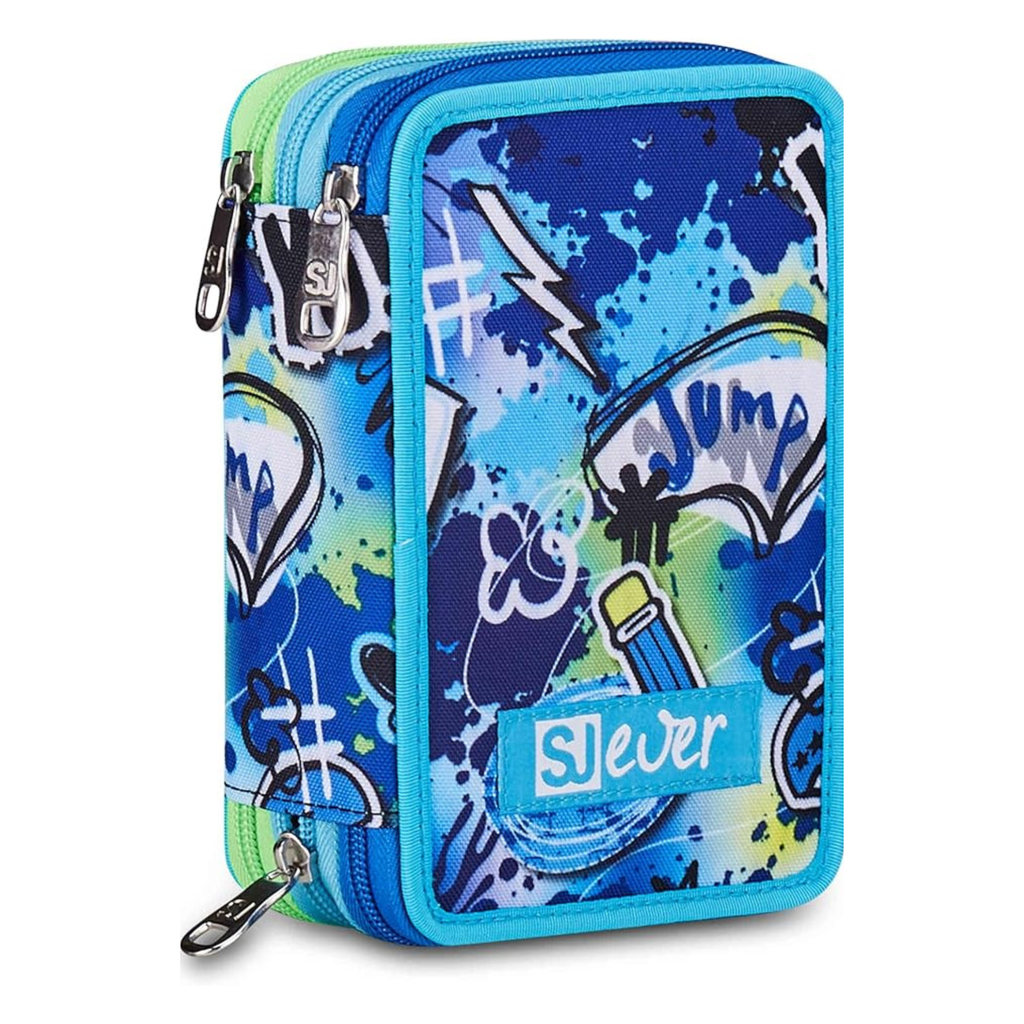 SJ Gang Style - Astuccio Scuola 3 Zip Ever Cloudy Blue