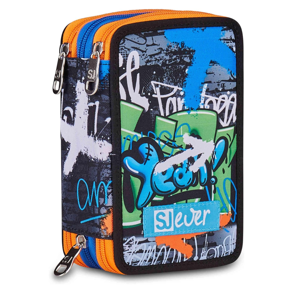 SJ Gang Style Higt Flames - Astuccio Scuola 3 Zip