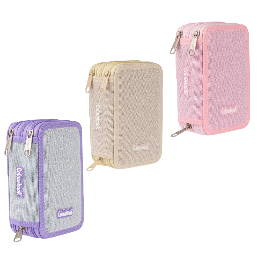 Astuccio glitterato 3 Zip Colourbook
