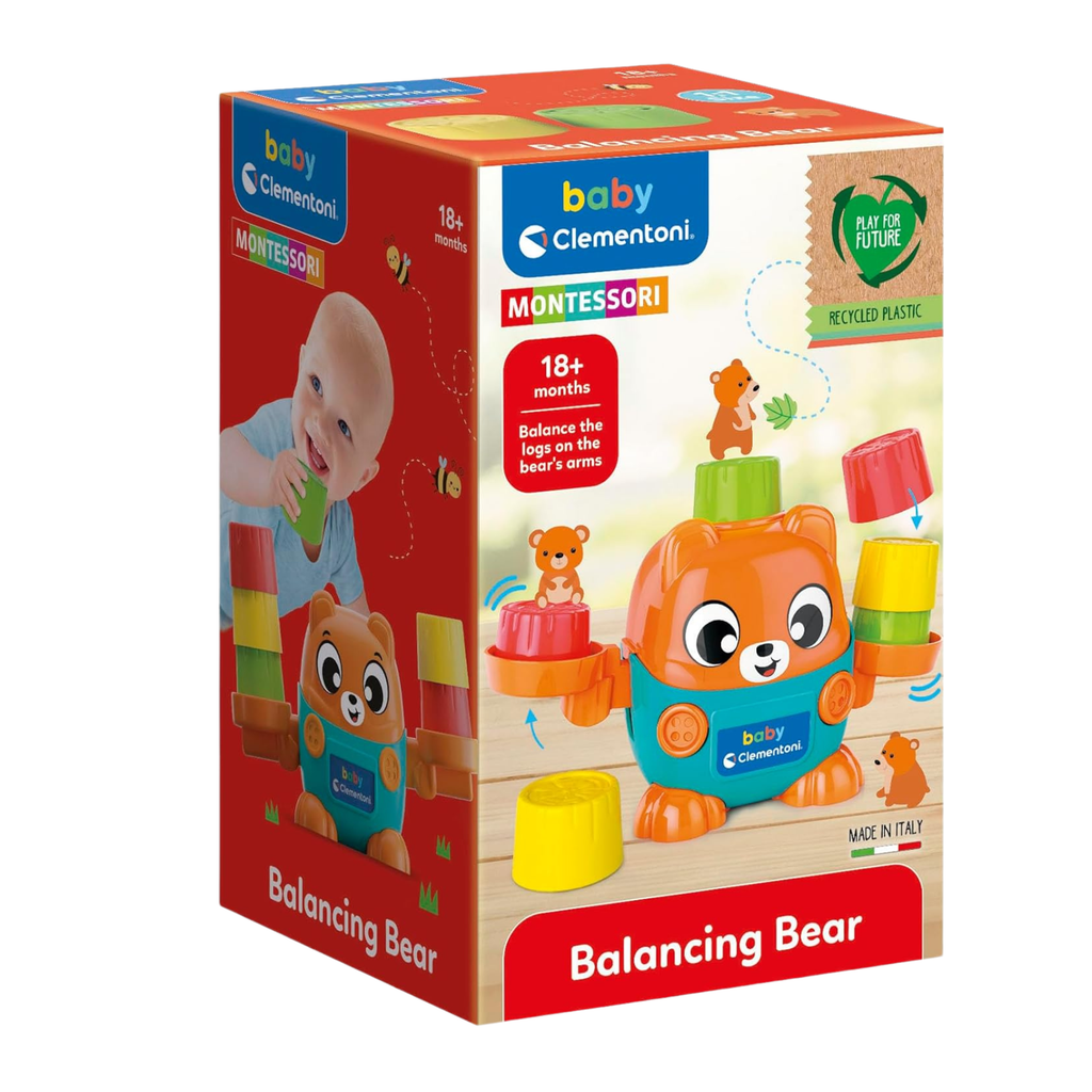 Clementoni Baby Montessori - Balancing Bear, Gioco Prima Infanzia per Bambini 18+ Mesi