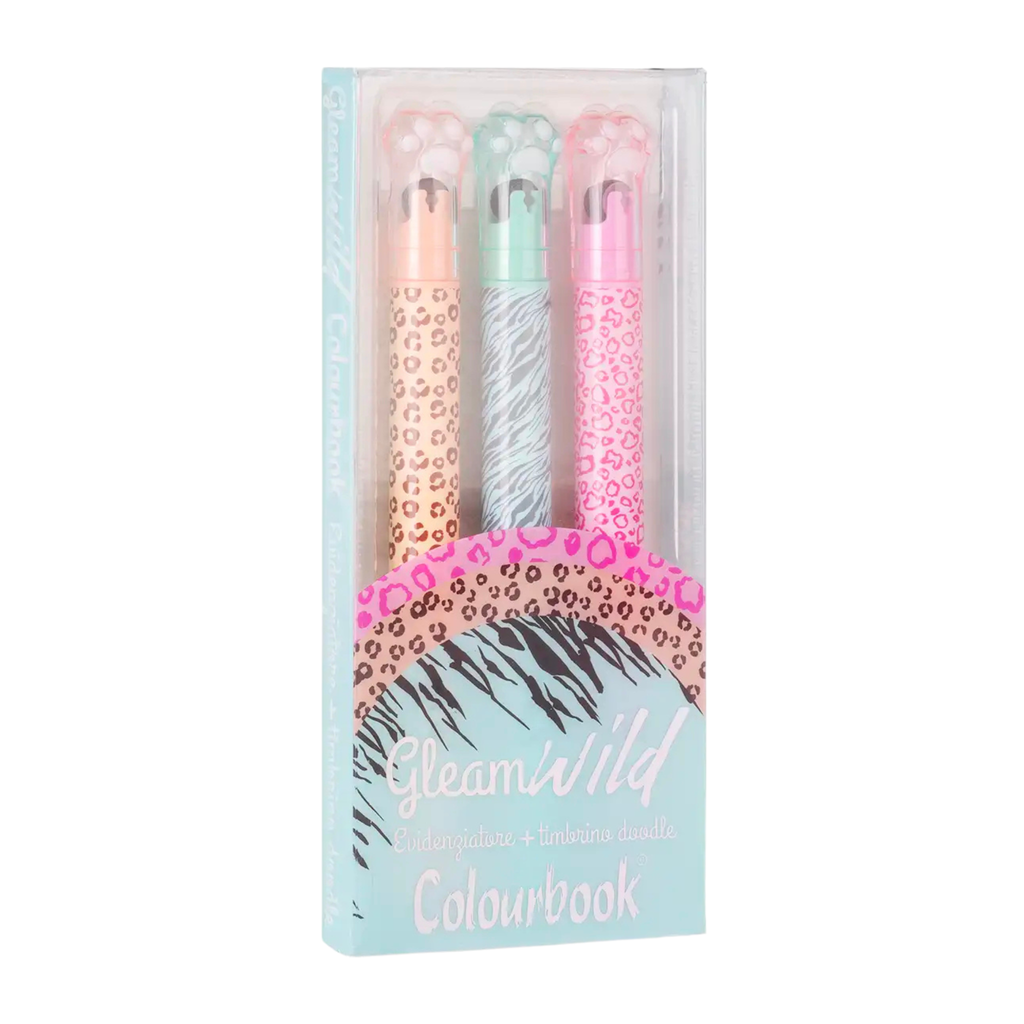 Set 3 evidenziatori con timbro – Gleam Wild Colourbook