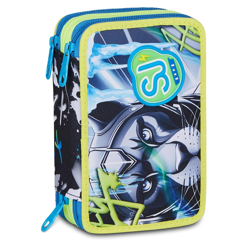 SJ GANG STYLE Astuccio Scuola 3 Zip GLACE PANTHER BOY