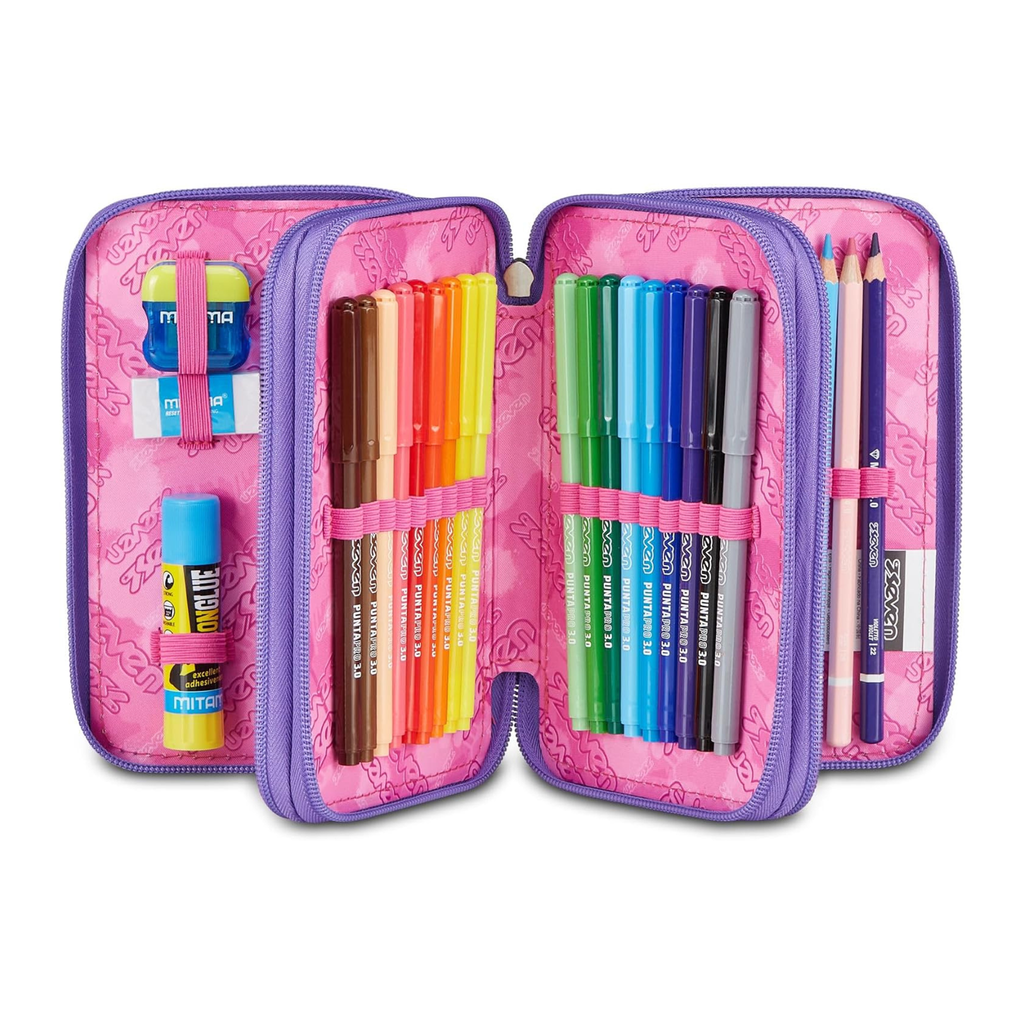 Seven Astuccio Scuola 3 Zip Brillantinato