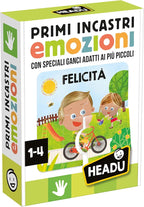 Headu - Primi Incastri Emozioni - Manualità e Curiosità per i più Piccoli, per Bambini 1-4 Anni, Un Gioco Educativo Made in Italy