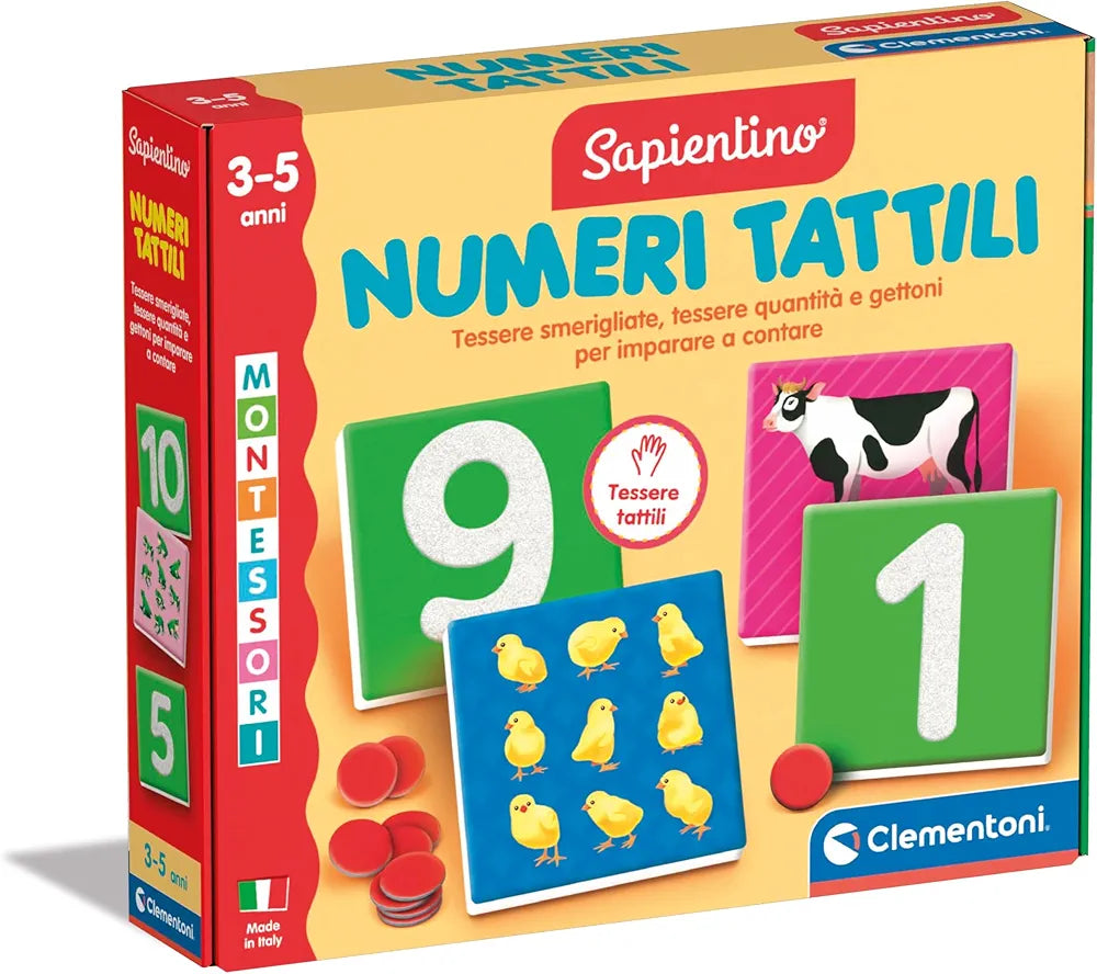 Clementoni Sapientino Montessori - Numeri Tattili, Gioco Educativo Metodo Montessoriano