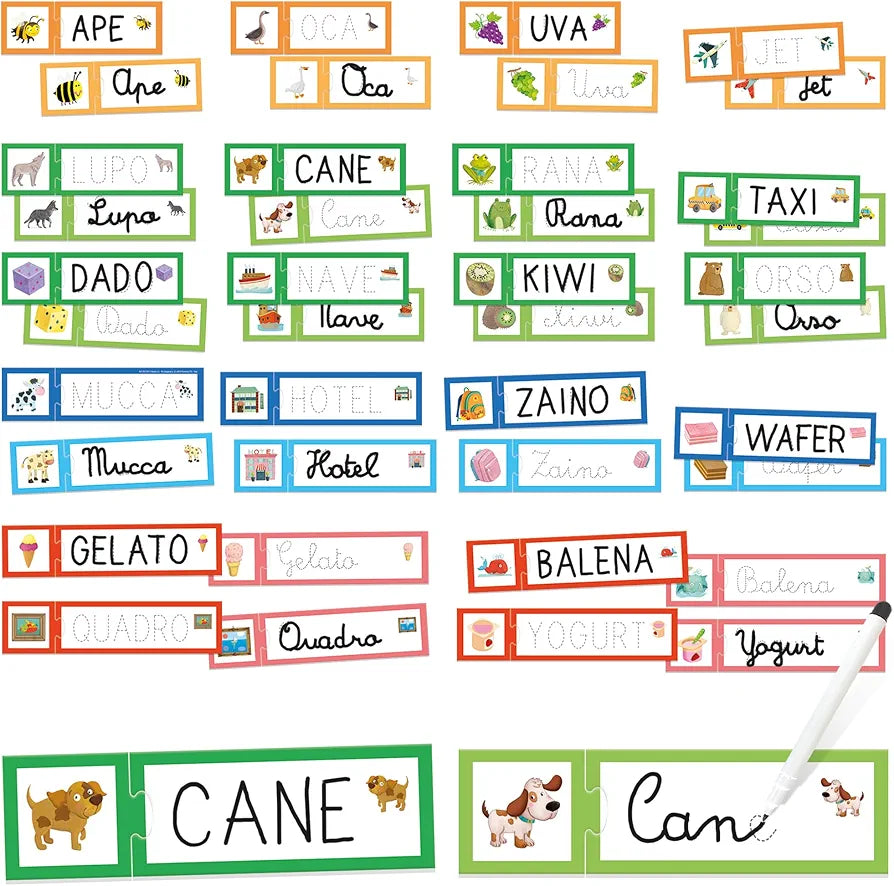 HEADU - Il Mio Primo Leggo e Scrivo, Imparo a Leggere e Scrivere a tre anni, Un Gioco Educativo per Bambini dai 3 ai 6 anni, Made in Italy