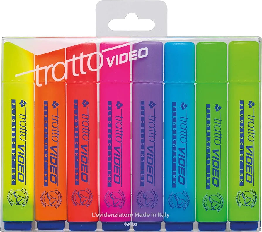 Tratto Video Evidenziatori, Multicolore, 832100, Colori Classici 8 pz