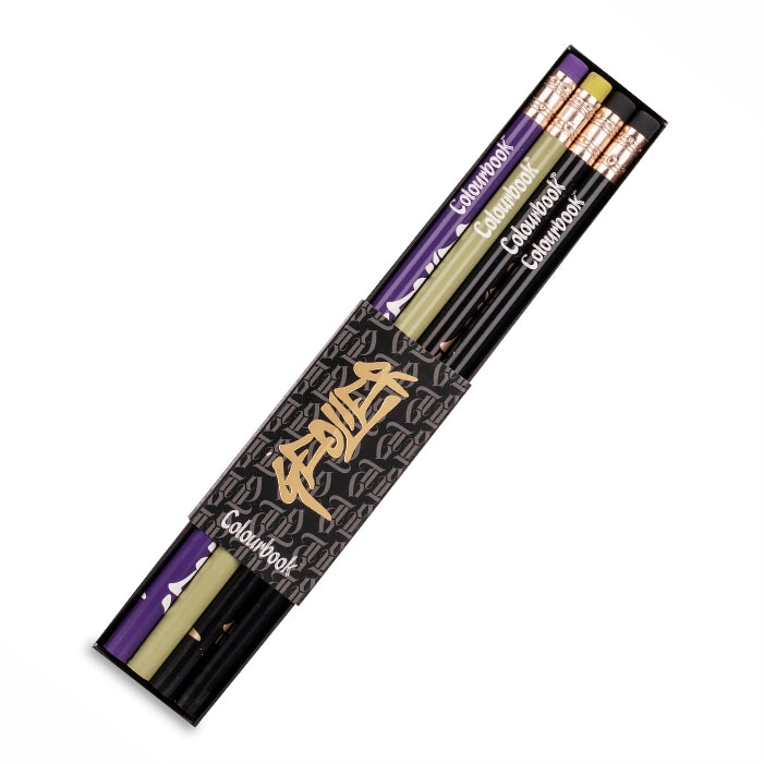 Colourbook Set 4 Matite HB Geolier, Con Gomma In Tinta, Licenza Ufficiale
