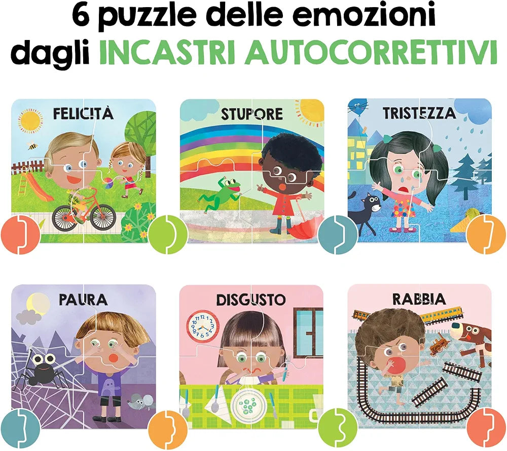 Headu - Primi Incastri Emozioni - Manualità e Curiosità per i più Piccoli, per Bambini 1-4 Anni, Un Gioco Educativo Made in Italy