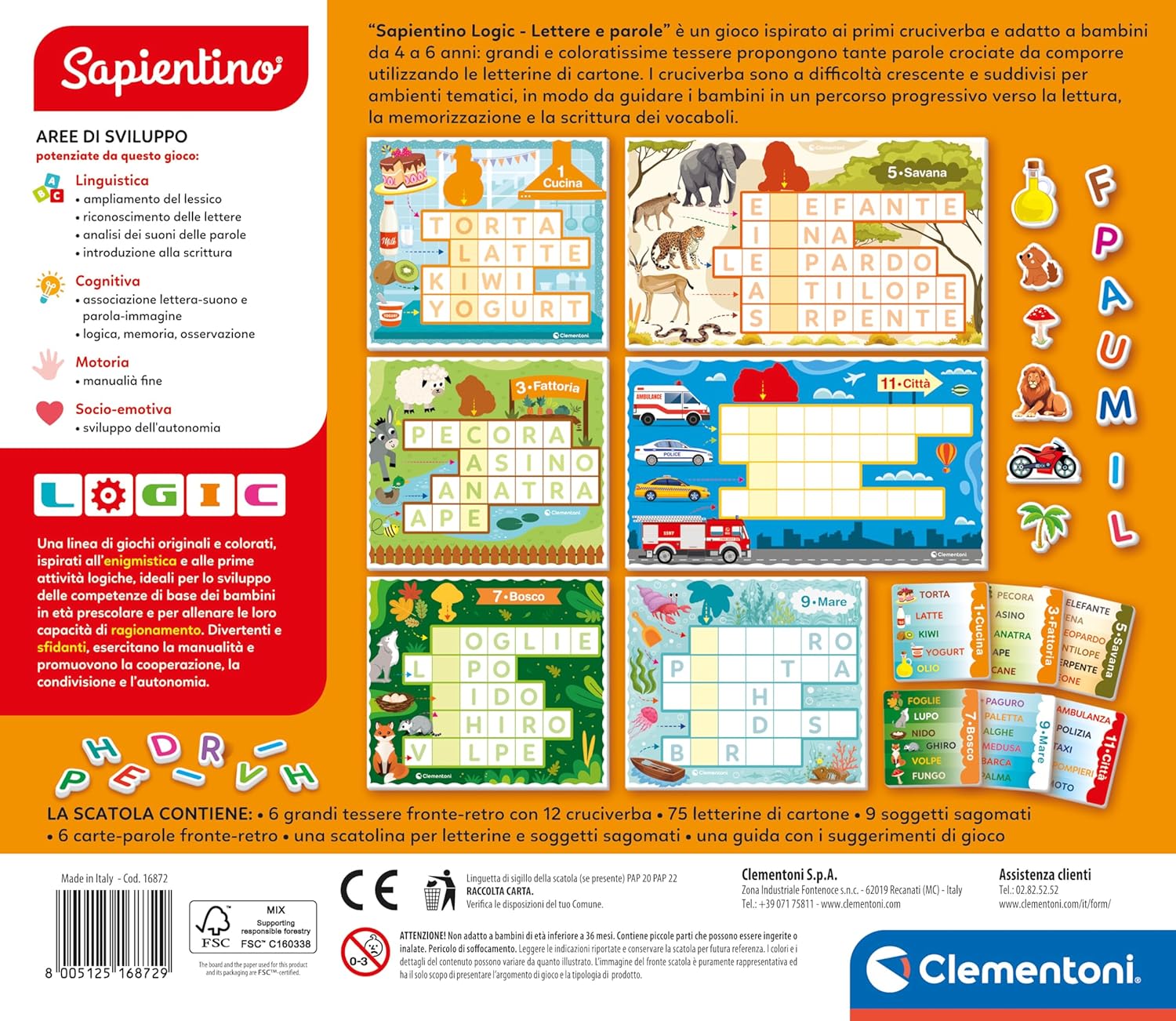 Clementoni Sapientino - Logic Lettere e Parole, Gioco Educativo Bambini 4-6 Anni