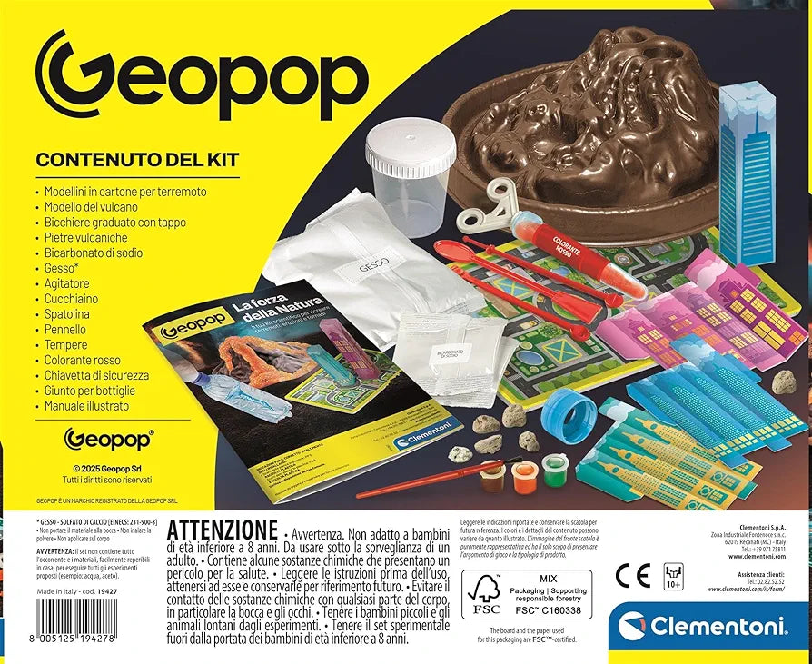 Clementoni x Geopop - La Forza della Natura, Gioco Scientifico per Bambini 10+ Anni per Scoprire Fenomeni Naturali e Costruire Vulcani, Made in Italy