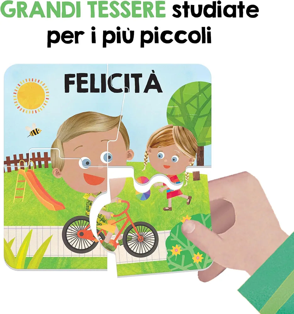 Headu - Primi Incastri Emozioni - Manualità e Curiosità per i più Piccoli, per Bambini 1-4 Anni, Un Gioco Educativo Made in Italy