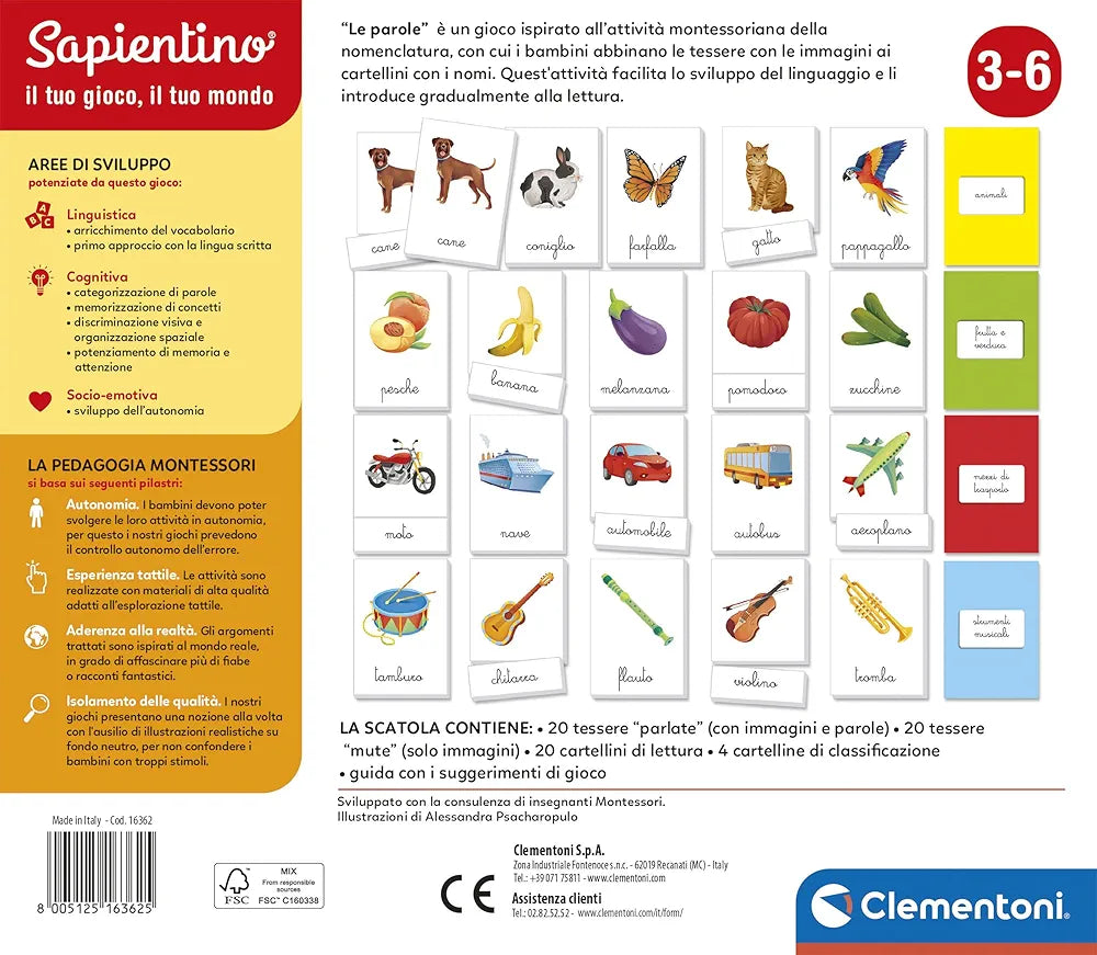 Clementoni Sapientino Montessori - Le Parole, Gioco Educativo Metodo Montessori