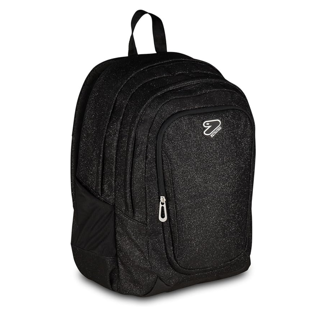 Seven Zaino Doppio Scomparto Tech Shiny – Nero, Effetto Glitter, 29L