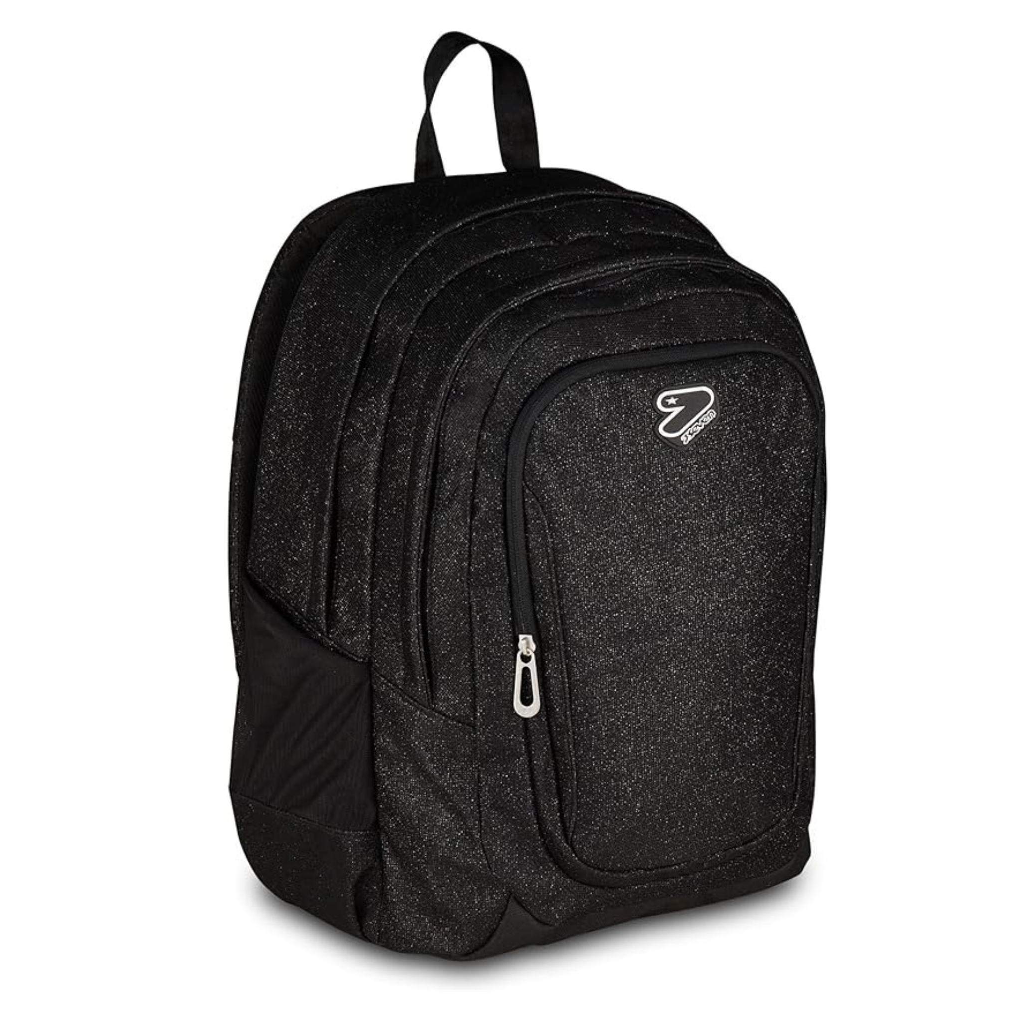 Seven Zaino Doppio Scomparto Tech Shiny – Nero, Effetto Glitter, 29L
