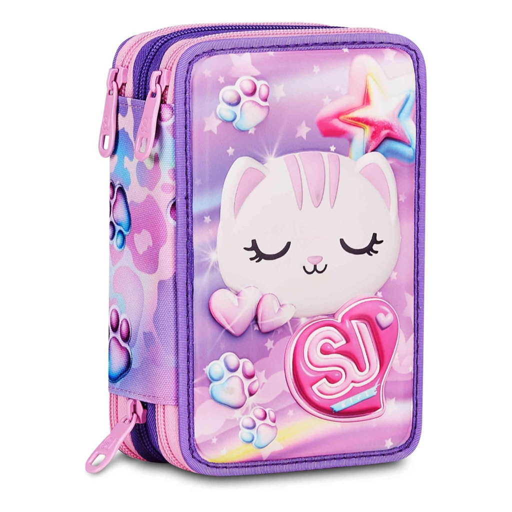 SJ Glowcat - Astuccio Scuola 3 Zip 3D