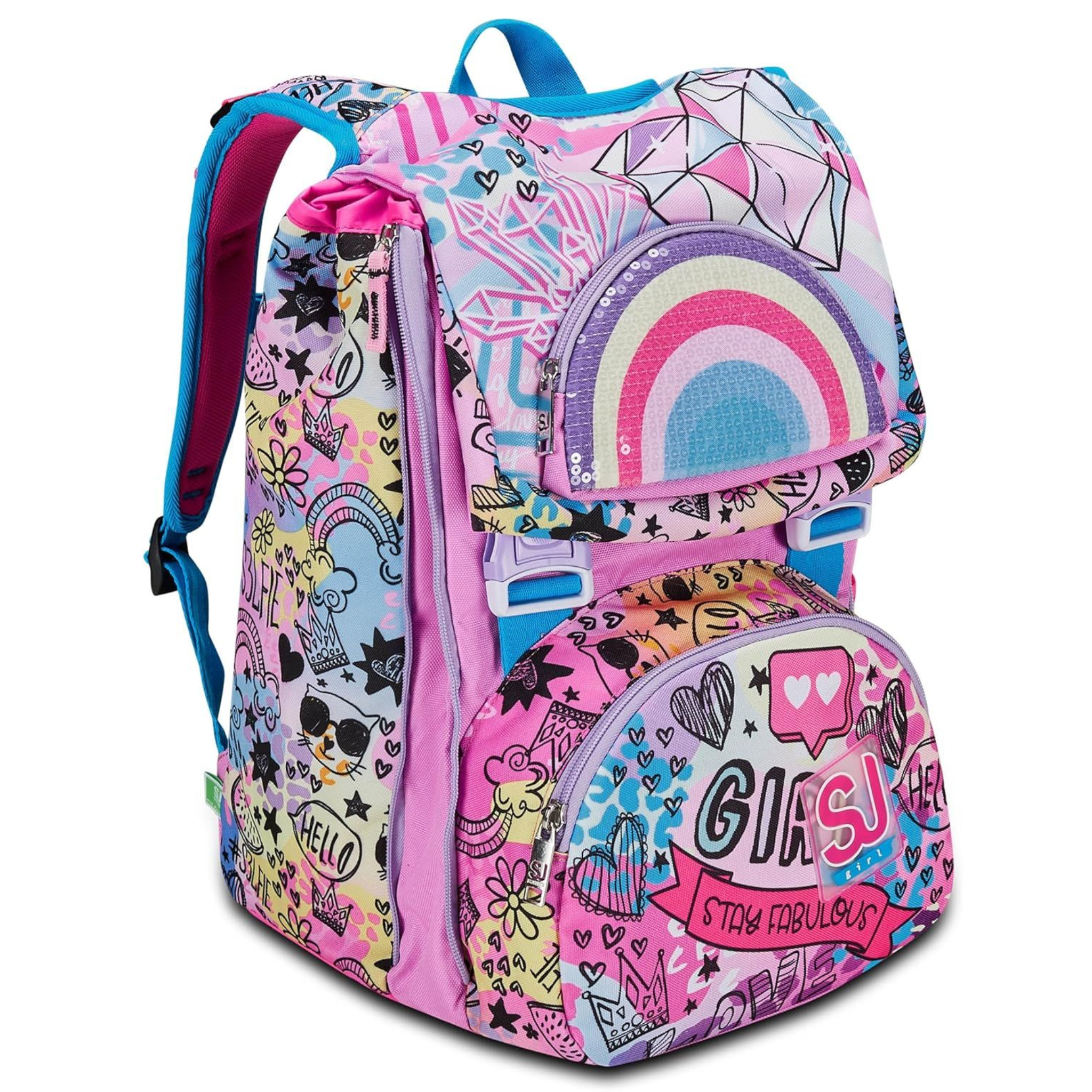 SJ Gang Zaino Scuola Estensibile, Rosa, ColorJam