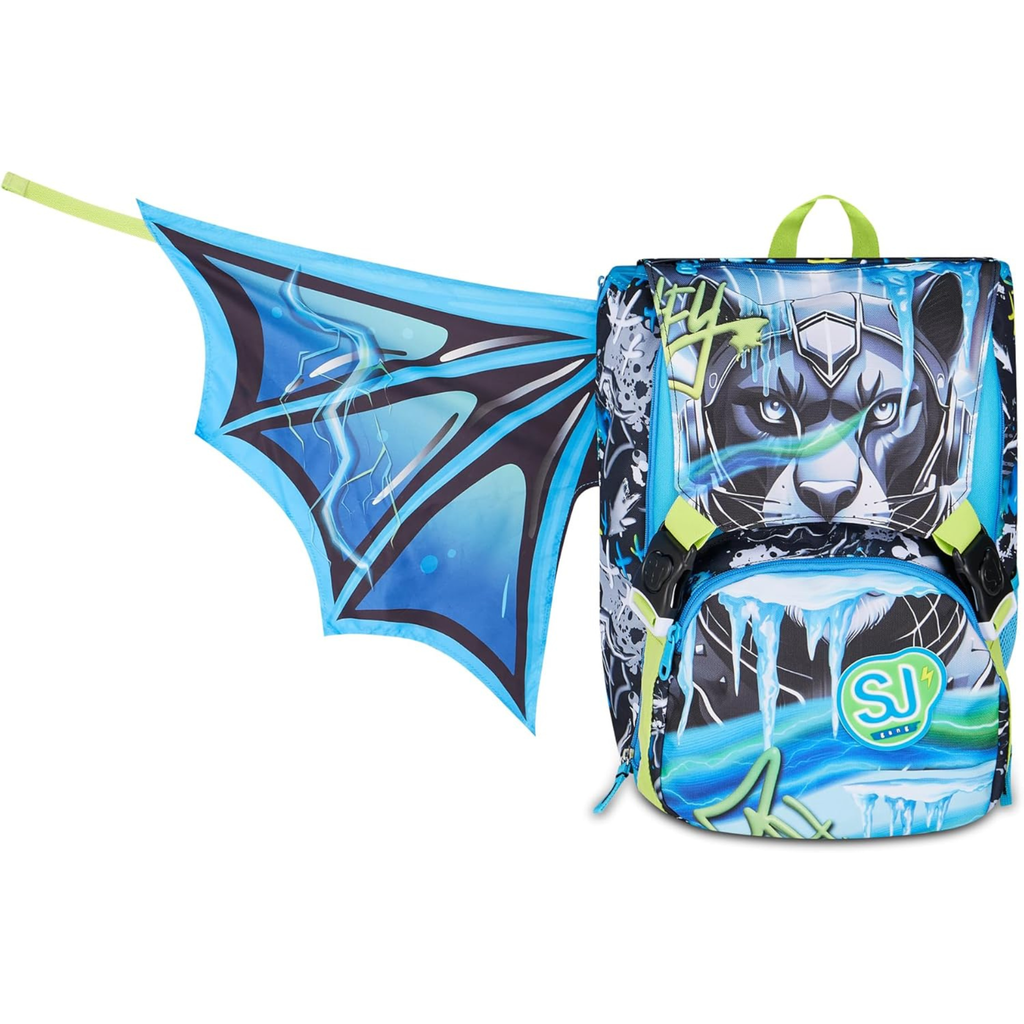 SJ GANG STYLE JAM GANG Zaino Scuola Estensibile Big GLACE PANTHER BOY, Celeste, 24 L